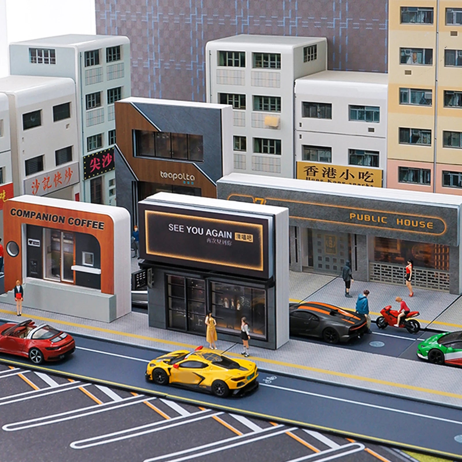 City Street Diorama LED Parking Lot & Building Display Model