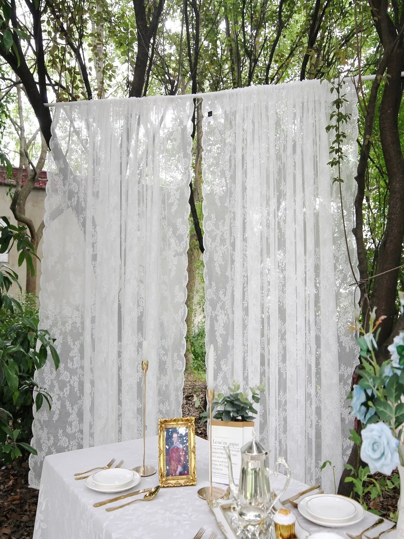 Floral Lace Sheer Rod Pocket Curtain Panel - Zecs shopping