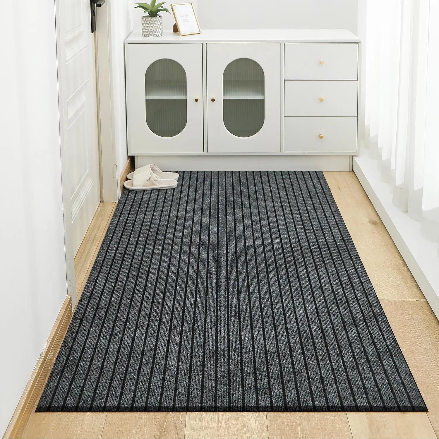 Modern Minimalist Square Floor Mat - Durable, Stain/Fade Resistant, Non-Slip Rubber Backing, Machine Washable for Indoor/Outdoor - Zecs shopping