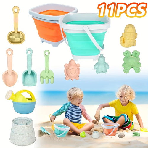 11-Piece Beach Toy Set 🏖️☀️ | Sandcastle Molds, Buckets & Shovels for Kids