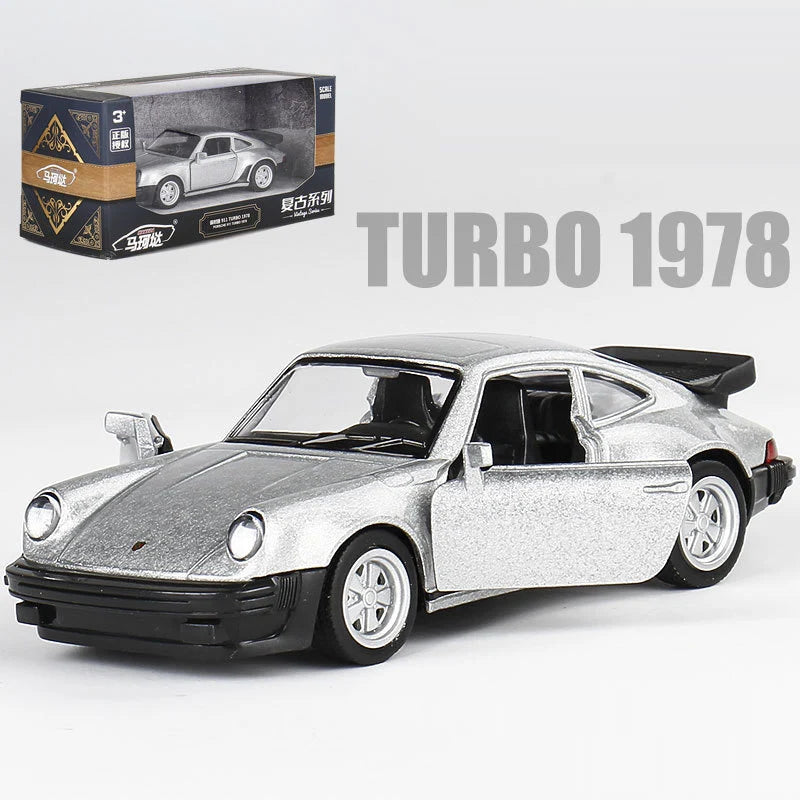 Makeda Scale Porsche Turbo Toy Car Model Alloy Diecast Retro Racing With Pull Back Scale Model For Boy Gift Collection