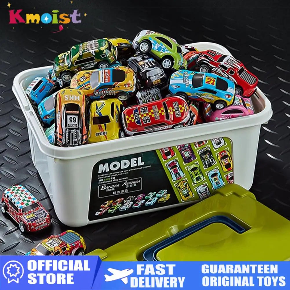 Mini Alloy Car Model Set Diecast Cars with Storage Box for Kids