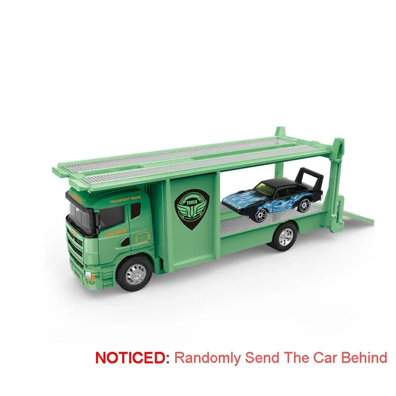 Alloy Container Trailer Pull-Back Diecast Rescue & Engineering Toy for Kids