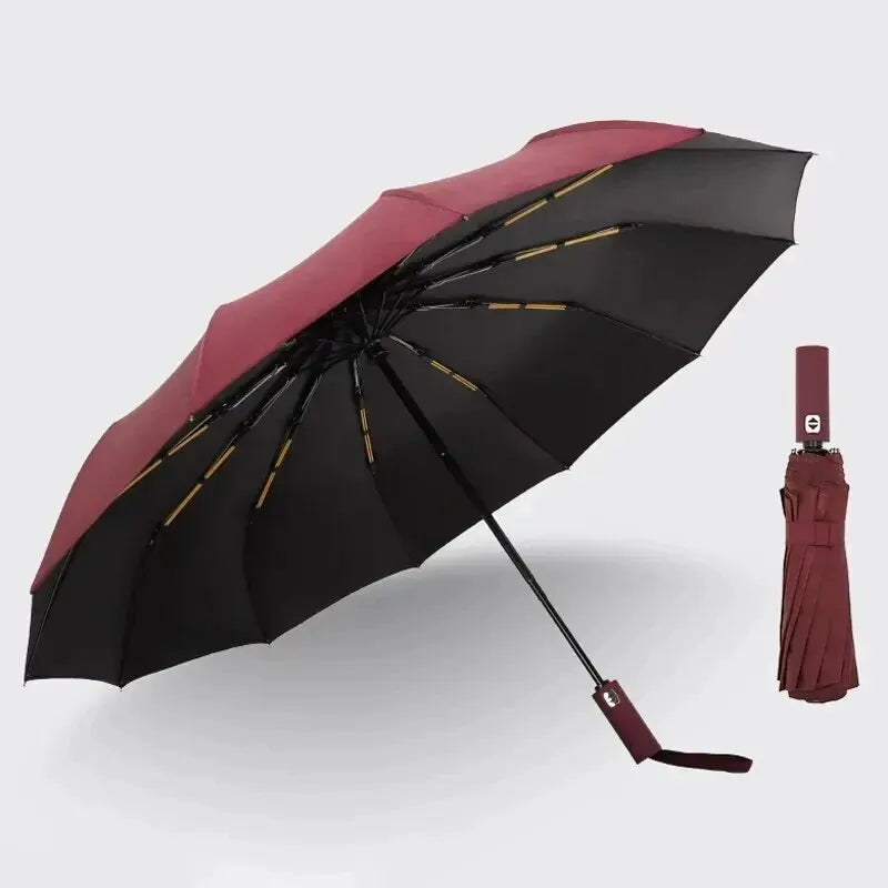 Bone Black Glue Fully Automatic Umbrella With Thick And Durable Keel Three Fold Umbrella UV Resistant Folding Umbrella