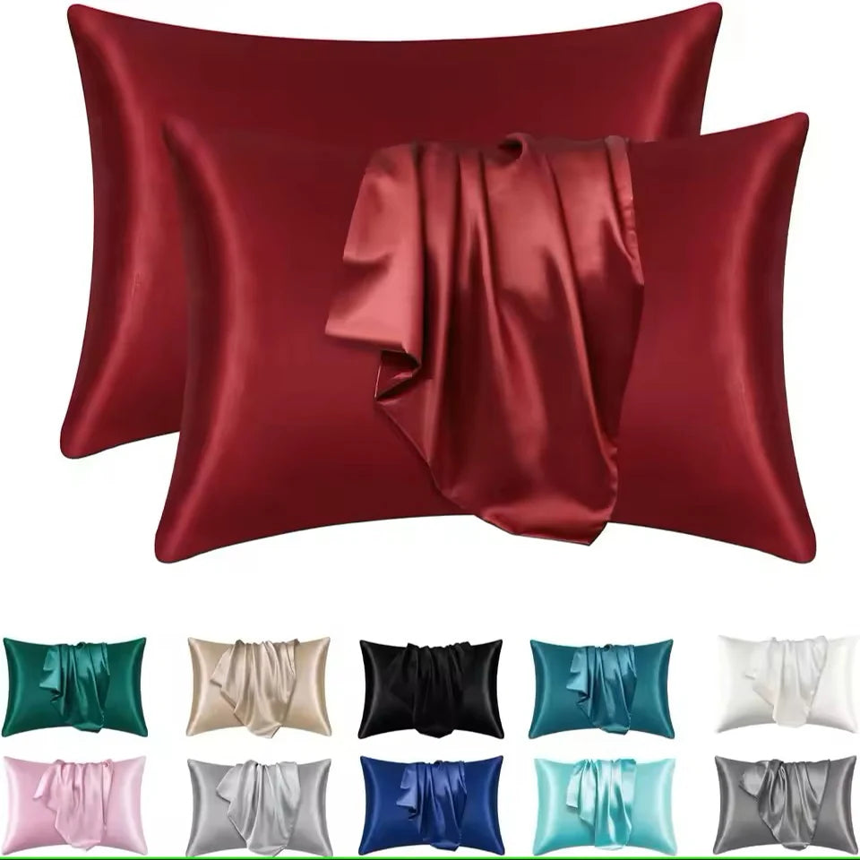 2pcs Satin Silk Pillowcase for Hair and Skin, Coral Pillow Cases Standard Size Set of Super Soft Pillow Case - Zecs shopping
