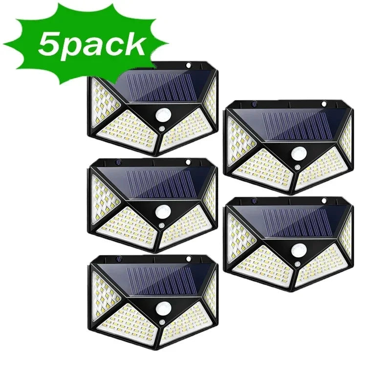 1~12PCS 100 LED Solar Wall Lamp 4 Sides Luminous With Motion Sensor Outdoor Garden Courtyard Waterproof Wall Light - Zecs shopping