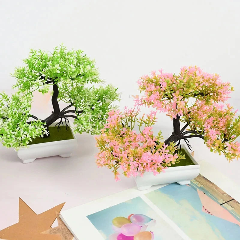 Artificial Plants Bonsai Small Tree Pot Fake Plant Flowers Potted Ornaments For Home Room Table Decoration Hotel Garden Decor - Zecs shopping