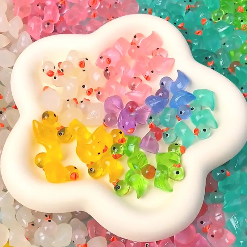 Luminous Duckling Cute Animal Ornament diy Car Ornament Bedroom Decoration Accessories Micro Landscape Ornament 100Pcs - Zecs shopping