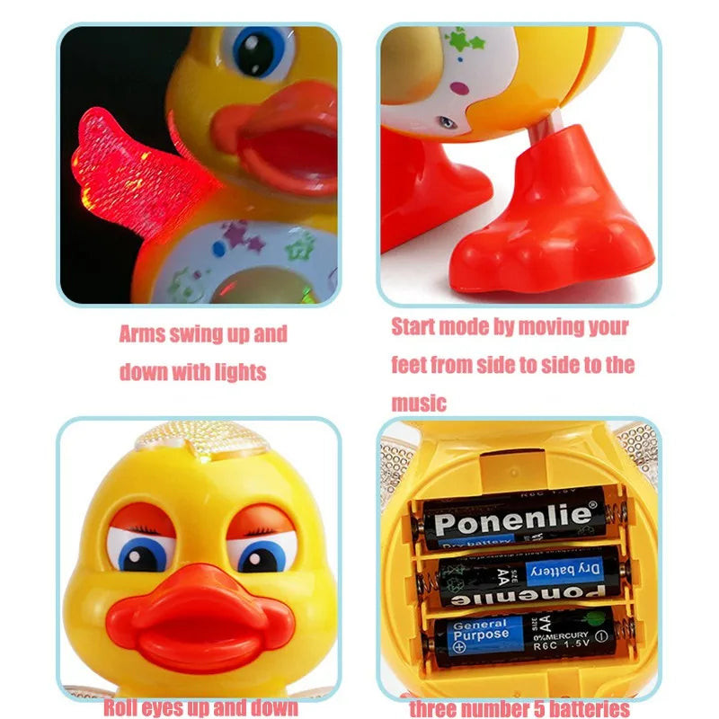 Electric Dancing Duck Interactive Musical Toy with Flashing Lights for Kids