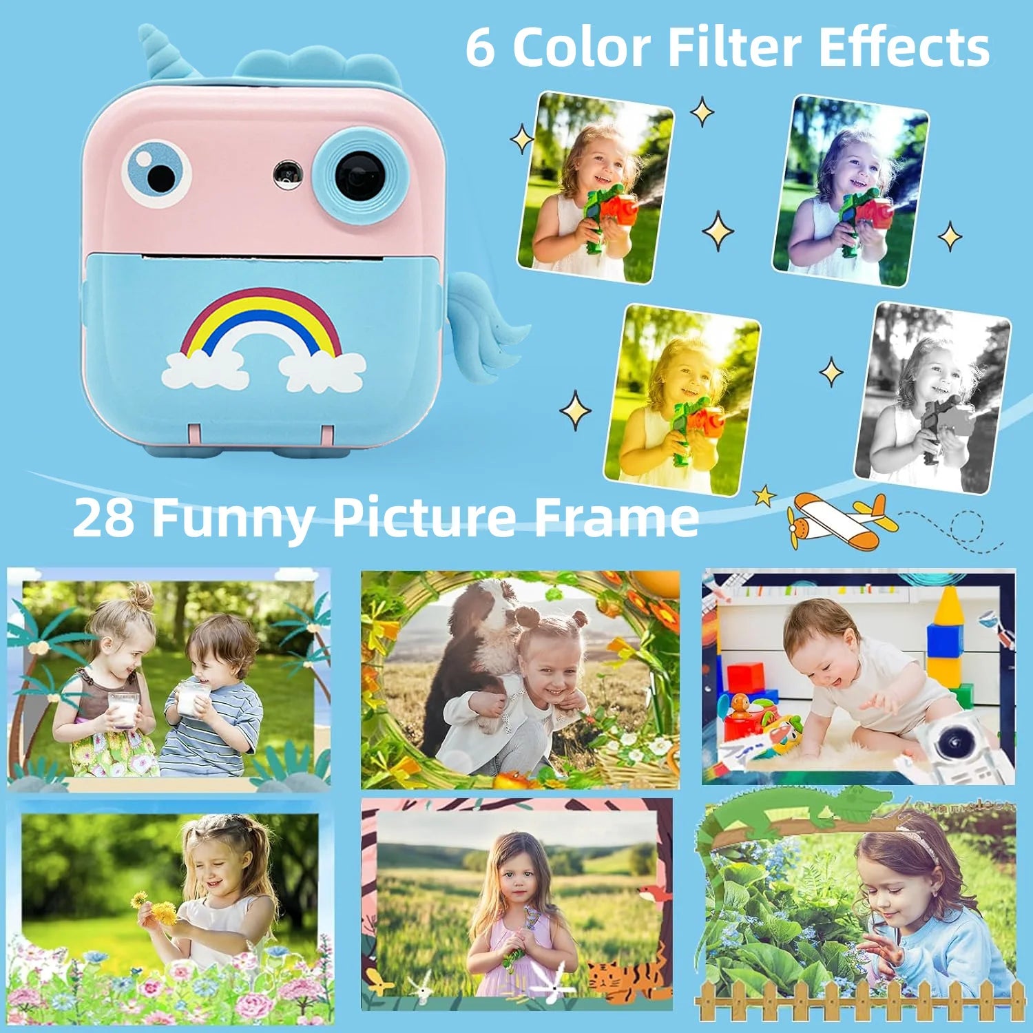 Kids Instant Print Camera Fun Thermal Photo & Video Toy Camera Perfect Gift for Boys Girls & Family Moments