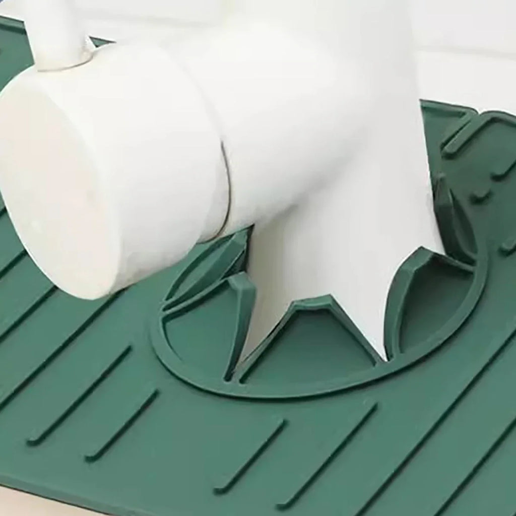 Vanity Kitchen Bathroom Faucet Splash Mat Silicone Drainage Mat Splash and Mildew Resistant Easy to Clean