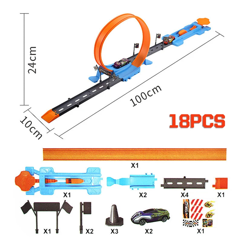 Mini Railway Racing Track Interactive Diecast Car Play Set for Kids