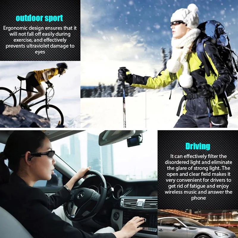 Sports Stereo Wireless Bluetooth Earphones Cycling Sunglasses Headset Phone Polarized Driving Sunglasses Riding Eyes Glasses