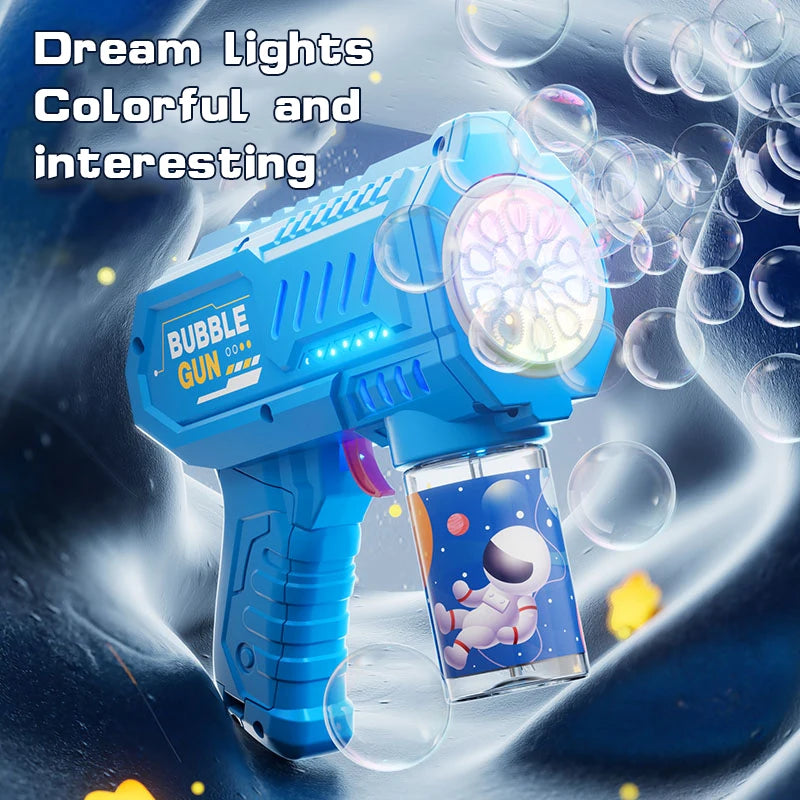 One Pack Of Childrens Launcher Handheld Portable Electric Automatic Bubble Gun LED Light For Boys And Girls