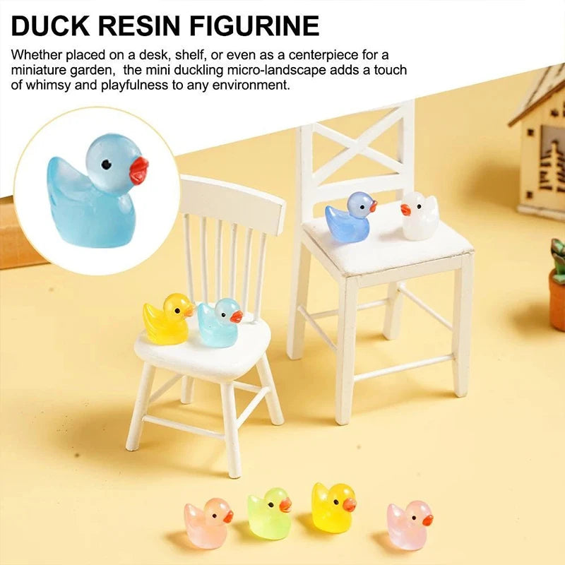 20/50PCS Miniature Resin Ducks Mini Duck Figures Glow In the Dark Landscape Ornaments For Doll Houses Aquarium Garden - Zecs shopping