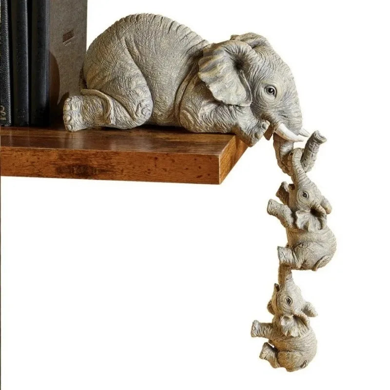 3 Pcs/set Cute Elephant Hug Baby Doll Resin Handicraft Decoration Home Decor Gift Decorative Figurines Miniatures Accessories - Zecs shopping