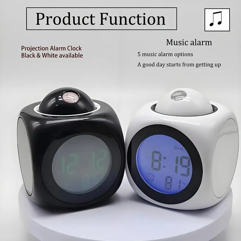 Portable LCD digital projection alarm clock LCD screen display living room bedroom projection alarm clock home decoration