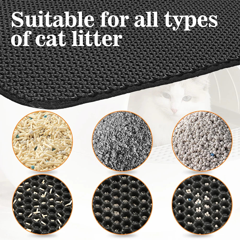 Cat Litter Mat Double Layer Waterproof Urine Proof Trapping Mat Easy to Clean Non-Slip Toilet Pad Cat Scratch Pad Large Foot Pad - Zecs shopping