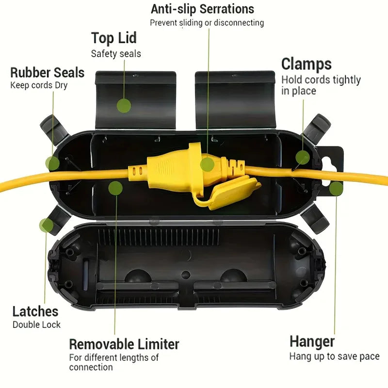 Outdoor Extension Cable Safety Cover Waterproof Sealed and Weather Proof Electrical Connection Box Indoor and Outdoor Socket