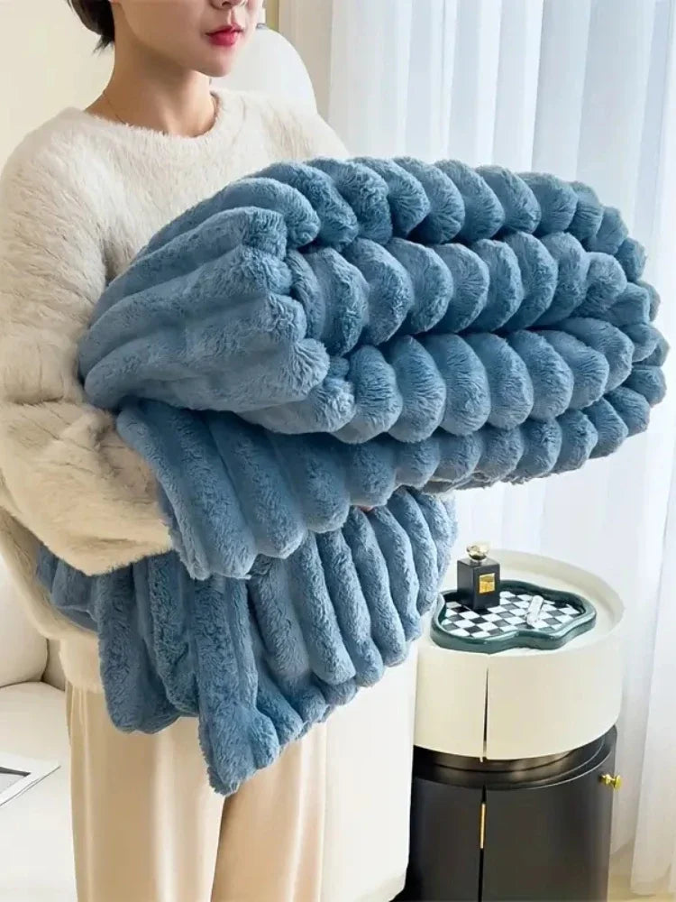 Multi Functional Striped Blanket For Warmth And Comfort - Zecs shopping