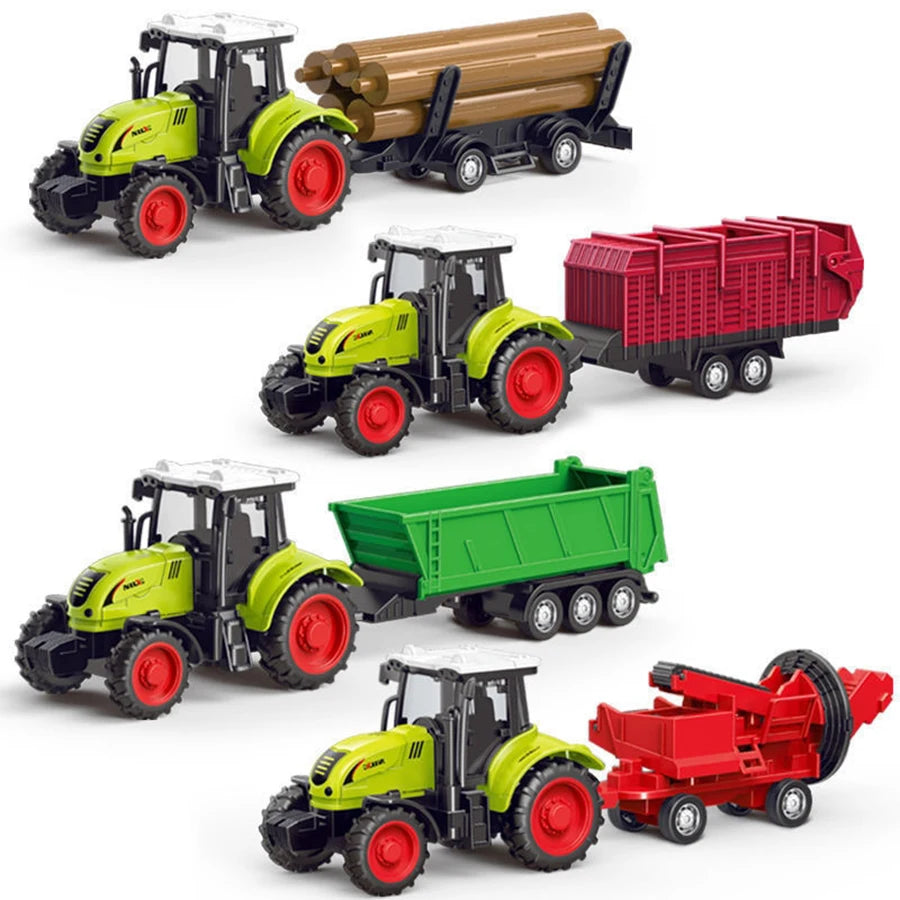 Farm Tractor & Pulverizer Toy Inertia Car & Educational Engineering Toy for Kids