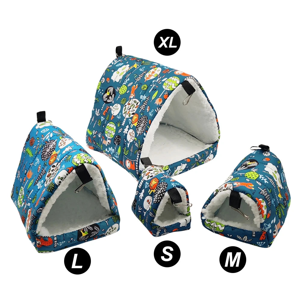 1pc Cute Print Bird Bed Mini Cage Rabbit Squirrel Mat Guinea Pig Nest Hamster House Small Animal Sleeping Bed Pet Hanging Cage - Zecs shopping