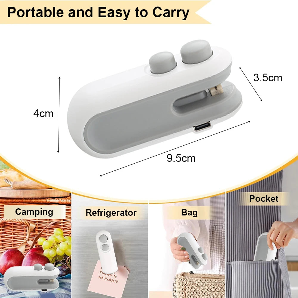 Mini Plastic Bag Sealer Rechargeable in Bag Heat Sealer With Cutter Portable Thermal Sealer Plastic Bags Sealant Machine
