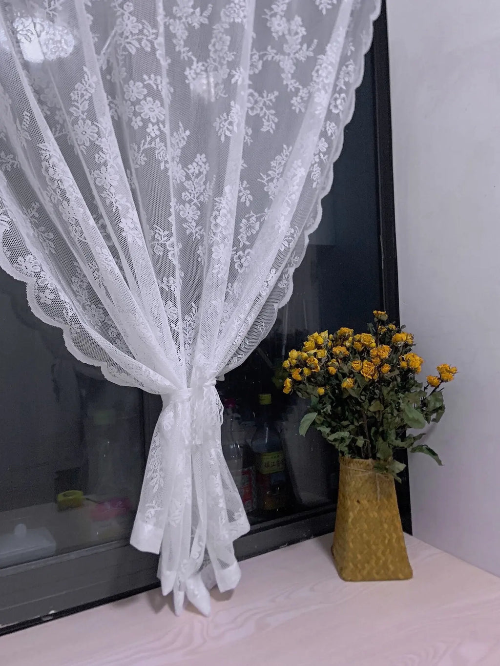 Floral Lace Sheer Rod Pocket Curtain Panel - Zecs shopping