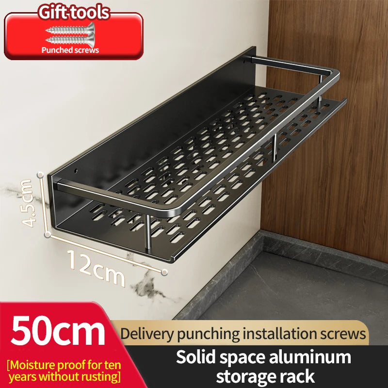 Aluminum kitchen rack kitchen shelf toilet storage no drill hanging rack bathroom organizer hang on the wall kitchen