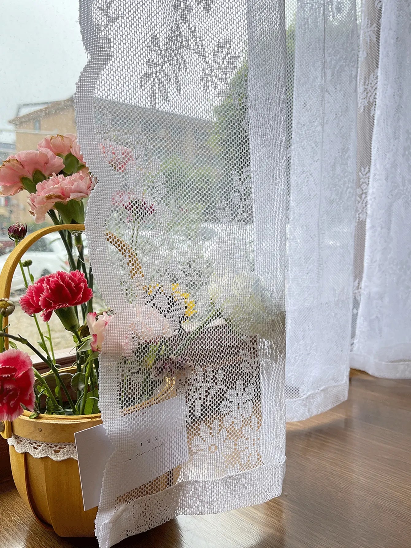 Floral Lace Sheer Rod Pocket Curtain Panel - Zecs shopping