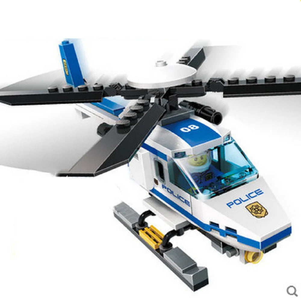 Diy City Police Helicopter Building Blocks Set For Kids Creative Assembly Aircraft Toy Educational Patrol Playset