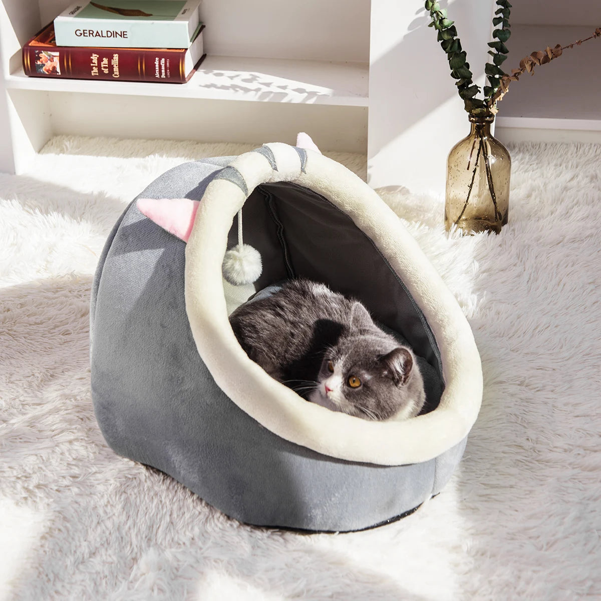 1PC Four Seasons Universal Semi-Closed Cute Comfortable Cat Nest Bed Warm Pet Nest - Zecs shopping
