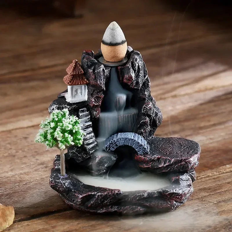 Incense Burner Mountains River Waterfall Fragrance Fireplace Backflow Aroma Smoke Zen Censer Holder Decoration for Home - Zecs shopping