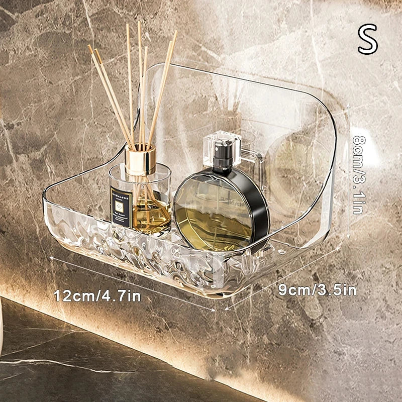 Bathroom Shelves Wall Mounted PET Shampoo Rack Makeup Storage Holder Punch Free Kitchen Organizer Shelf Corner Shower Caddy