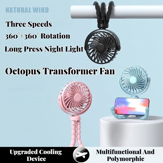 Portable Stroller Fan with Night Light – Foldable USB Cooling Fan for Baby, Home & Travel