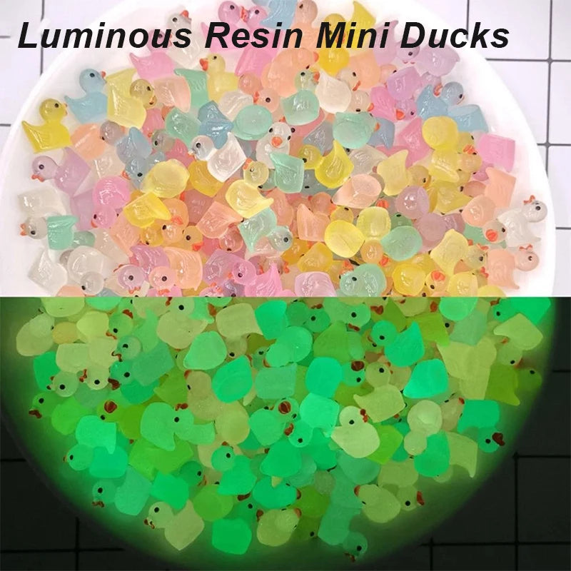 20/50PCS Miniature Resin Ducks Mini Duck Figures Glow In the Dark Landscape Ornaments For Doll Houses Aquarium Garden - Zecs shopping
