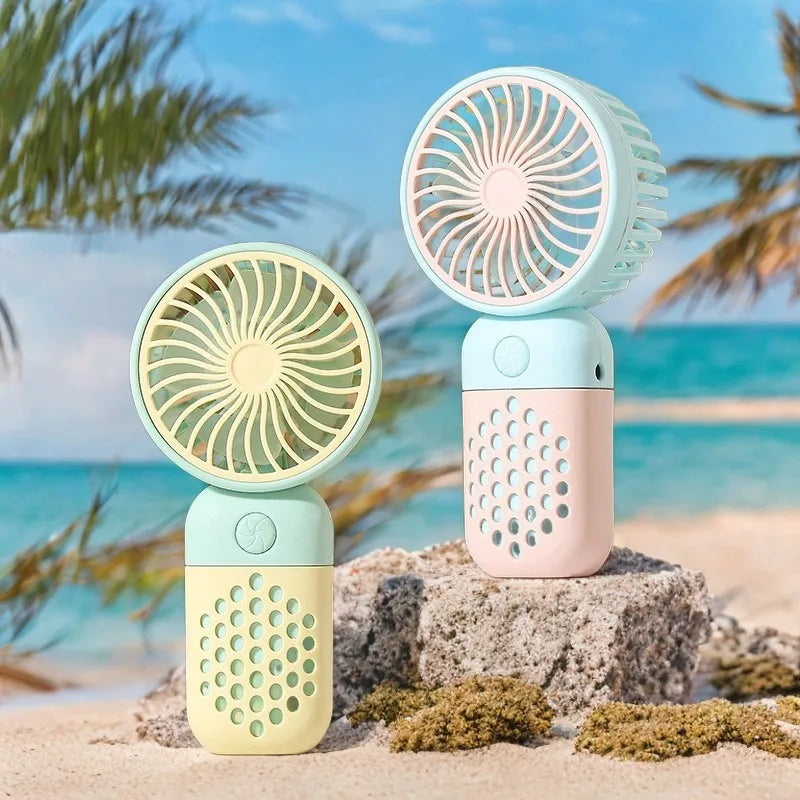 New Cartoon Cute Mini USB Handheld Charging Fan - Portable Pocket-Sized for Home Outdoor Office & Student Dorm Use