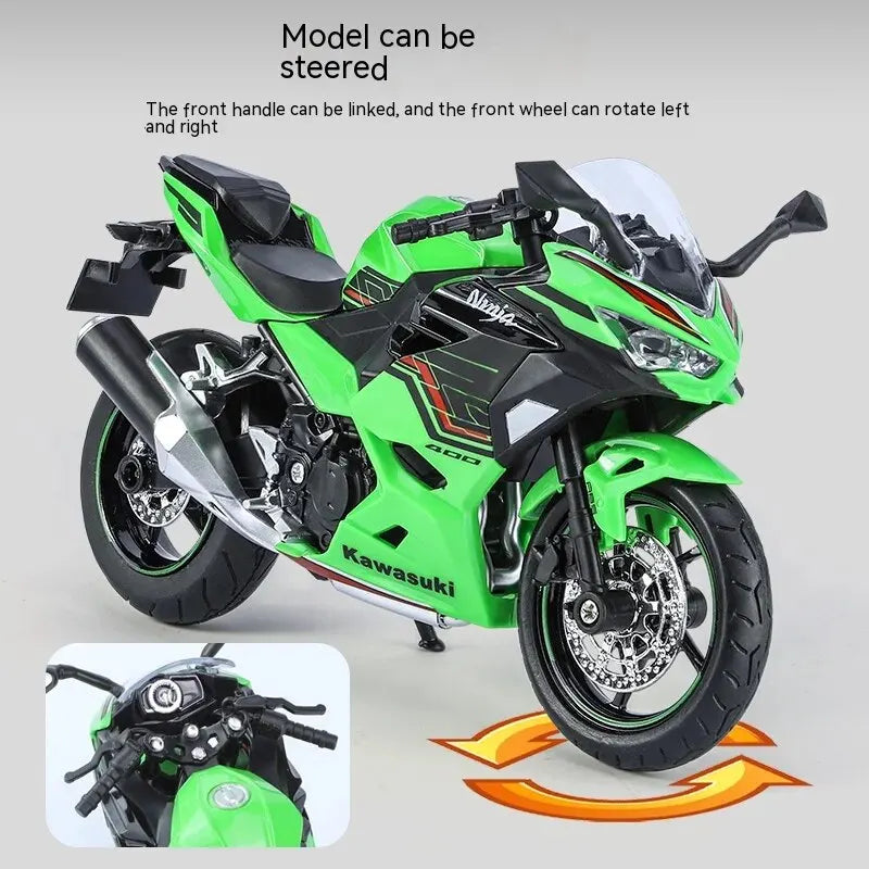 Kawasaki Motorcycle Die-Cast Model - Sound & Light Effects - Authentic Details - Fun For Kids & Motorcycle Lovers