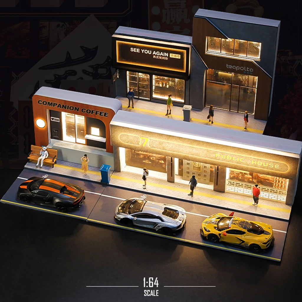 City Street Diorama LED Parking Lot & Building Display Model