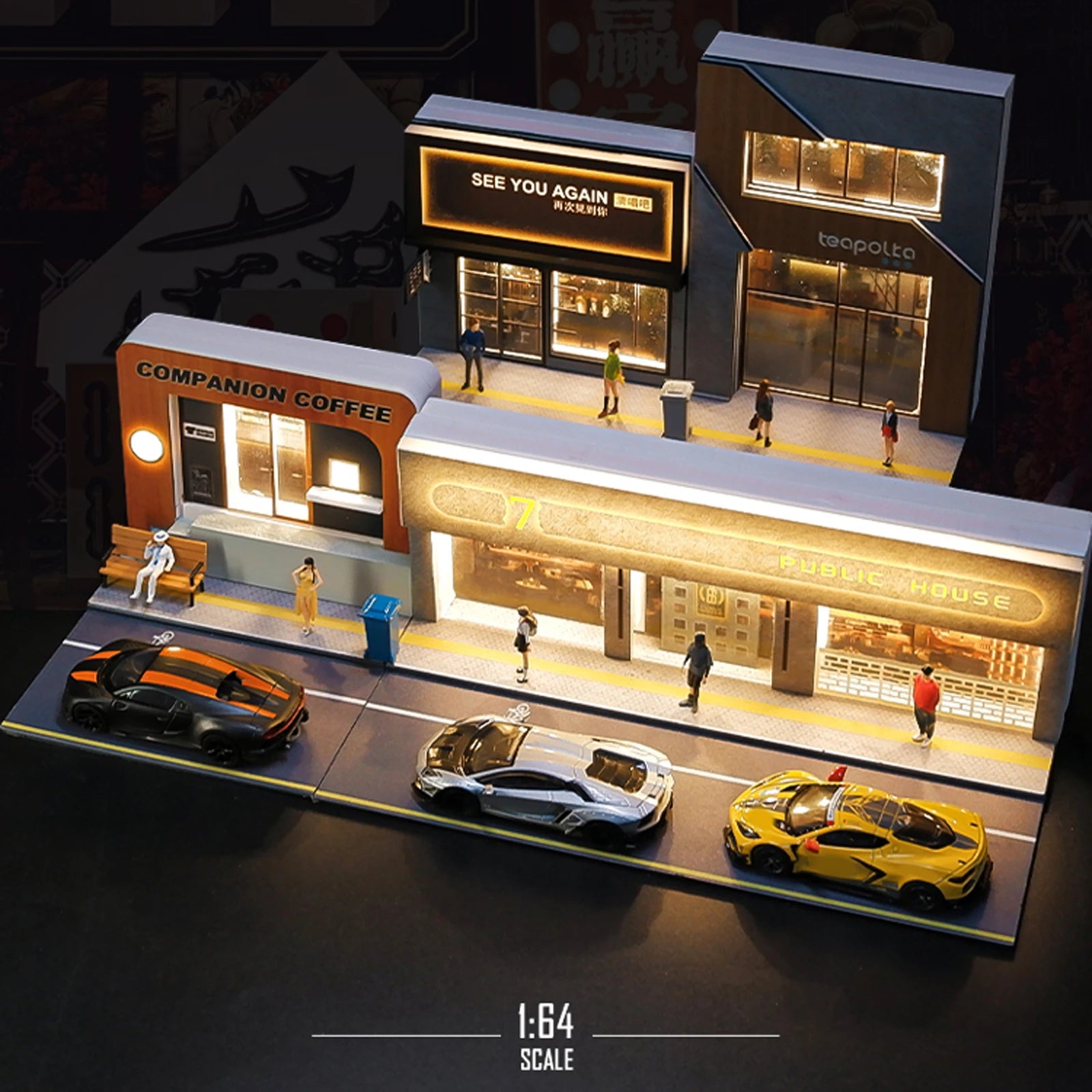 City Street Diorama LED Parking Lot & Building Display Model