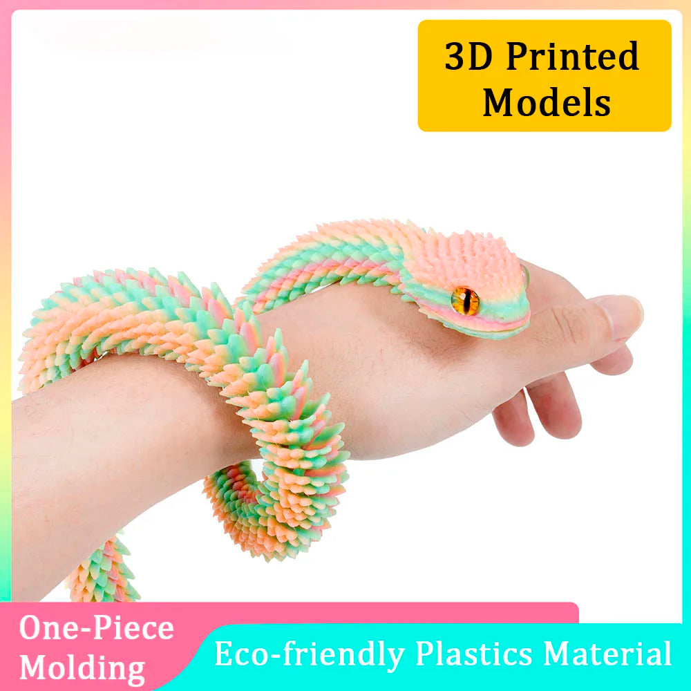 3D Printed Snake Decoration Colorful Model 3D Printed Animals Creative Toy Desk Accessories Room Decor Table Ornament 3 Sizes - Zecs shopping