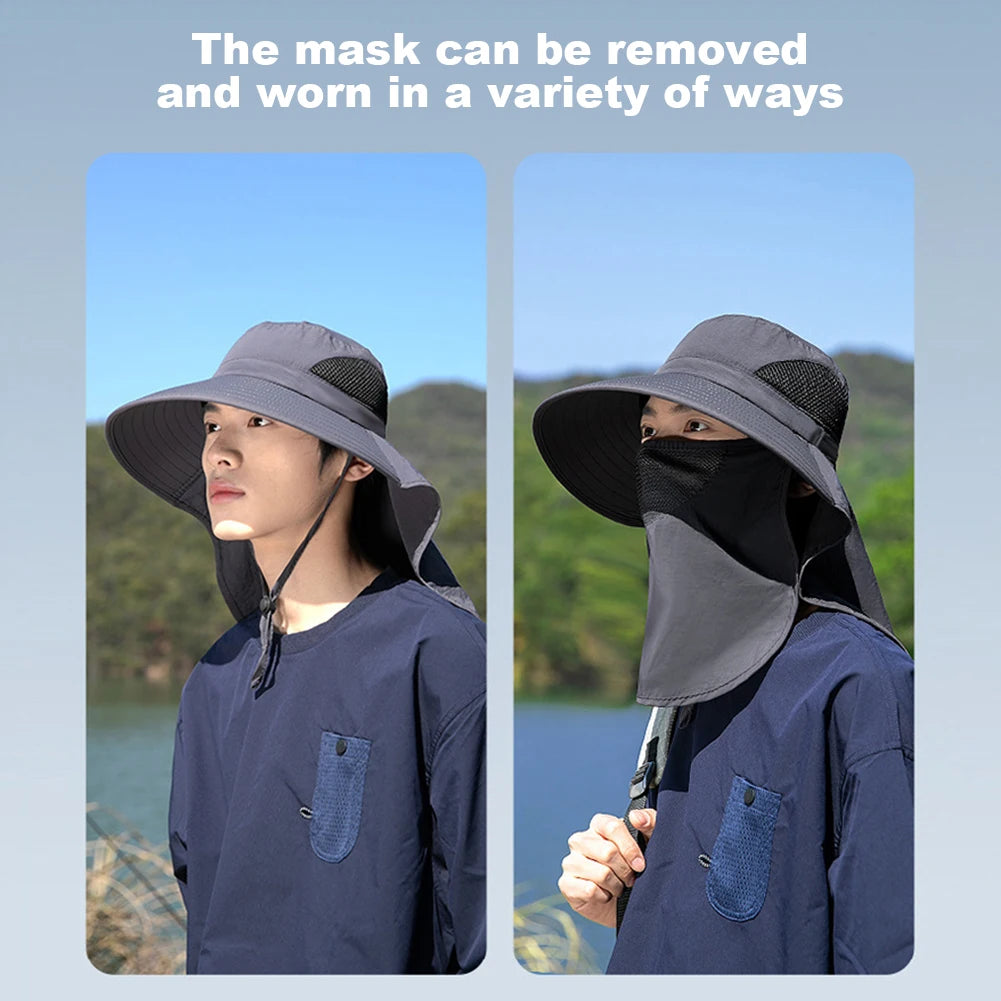 Set Summer Sun Hats Neck Flap Fisherman Hat UV Protection Outdoor Hunting Fishing Cap For Hiking Camping Visor Bucket Hat