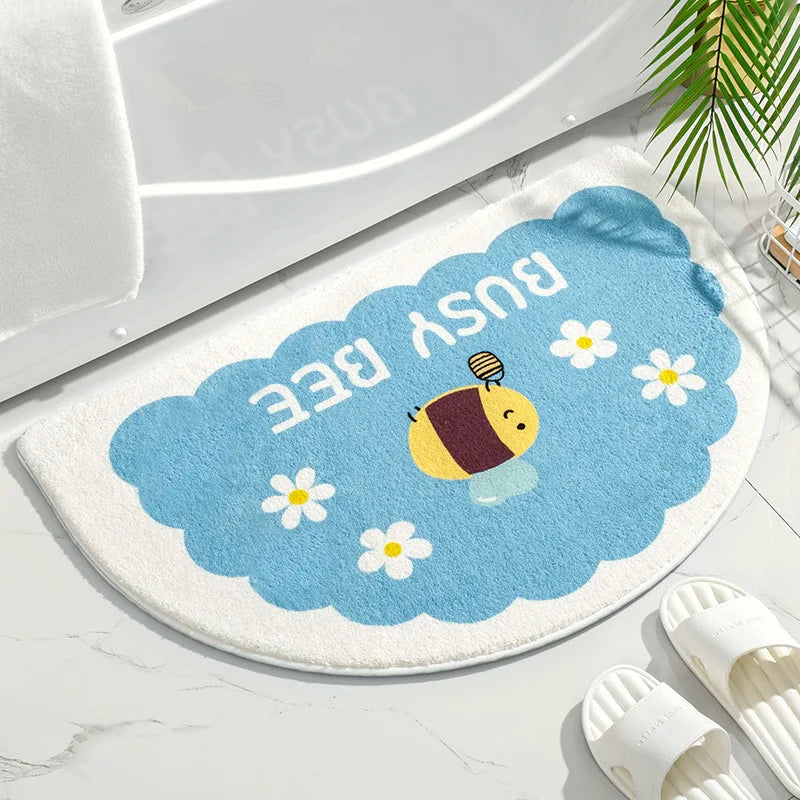 Soft Floor Mats Small Fresh Text Flowers Rugs Home Entrance Carpet Bedroom Toilet Bathroom Door Absorbent Non-Slip Foot Pad - Zecs shopping