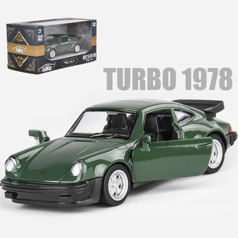 Makeda Scale Porsche Turbo Toy Car Model Alloy Diecast Retro Racing With Pull Back Scale Model For Boy Gift Collection