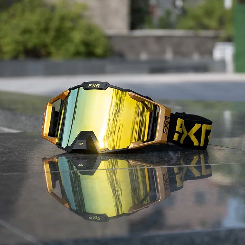 FXR Motorcycle Glasses Double Layer Anti Fog Lens Motocross Goggles Dirt Bike ATV Ski Goggles Moto Outdoor Cycling Sunglasses