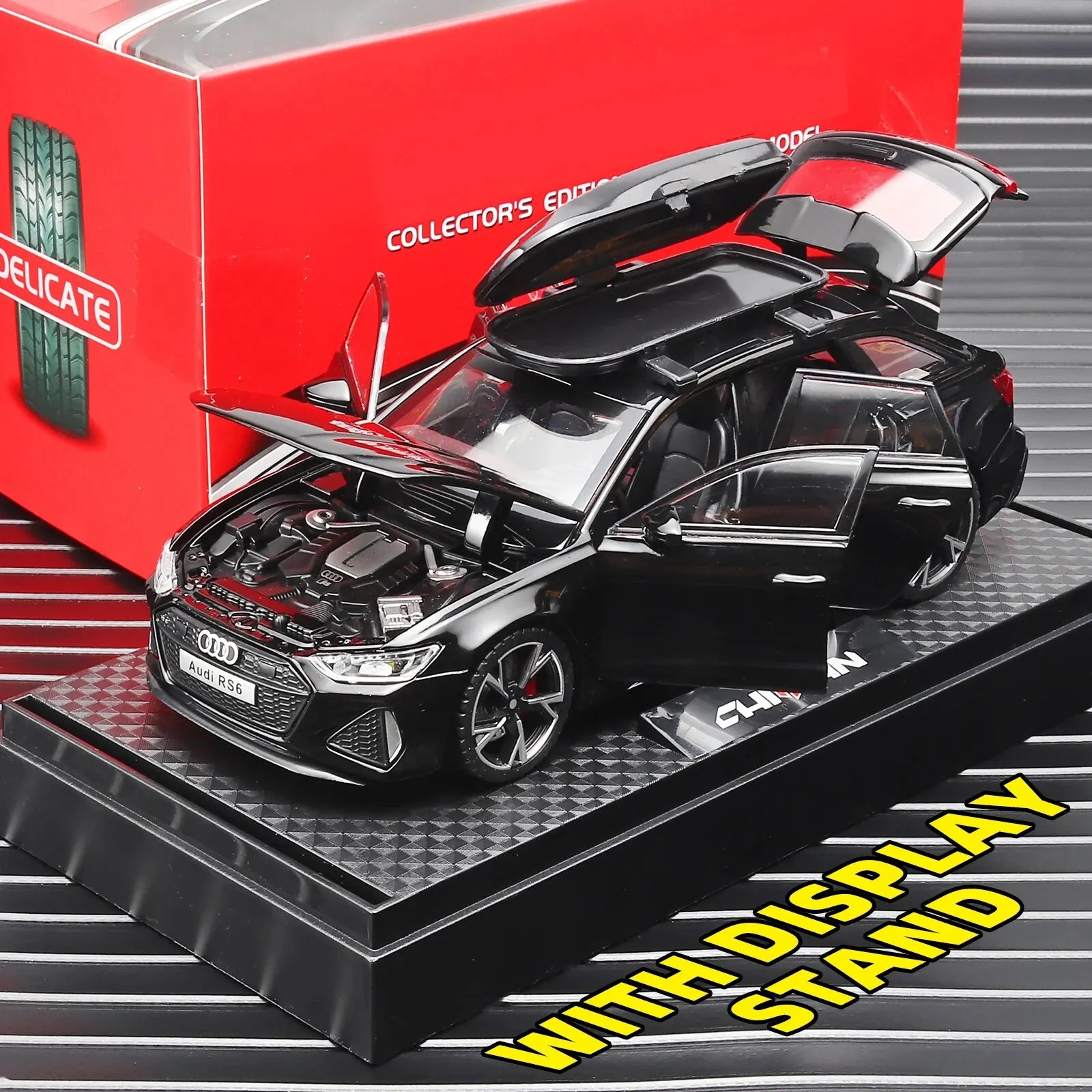 RS Black Edition Car Model Realistic Diecast Toy for Kids & Collectors