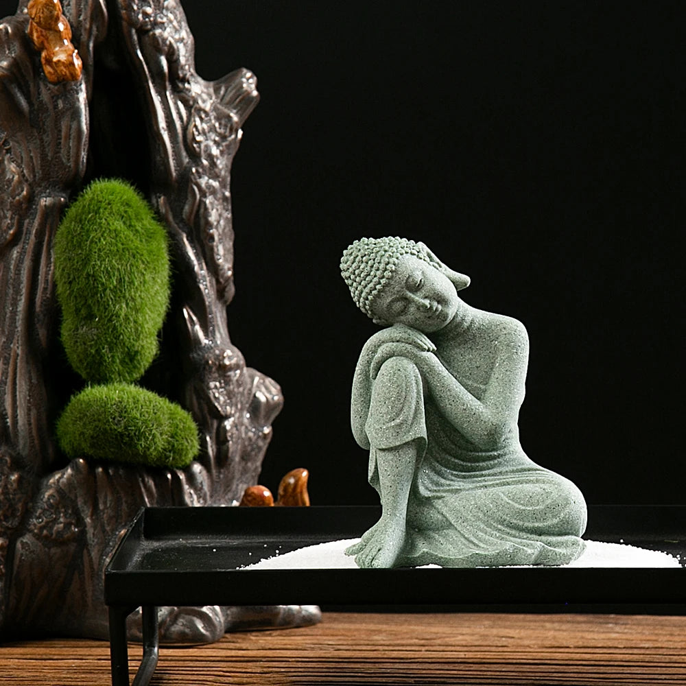 【Small Size】Buddha Statue Fish Tank Decoration Mini Buddhism Figurine Desk Topper Tablescape Decor Home Zen Statue - Zecs shopping