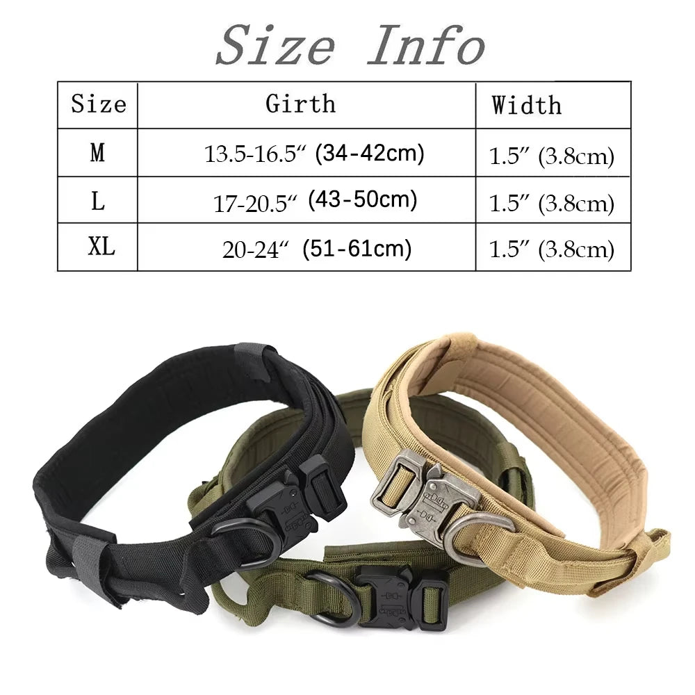 Tactical Military Dog Collar Adjustable Nylon Dog Collar with Control Handle and Metal Buckle for Medium and Large Dogs - Zecs shopping
