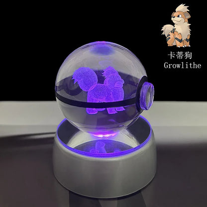 Pokemon 3D Crystal Ball LED Night Light – Pikachu, Gengar, Eevee & Mewtwo Collectible Lamp