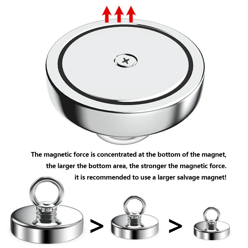 mm Neodymium Fishing Magnet Heavy Duty Rare Earth Magnet with Countersunk Hole Eyebolt Salvage Magnetic